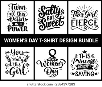 International women's day t-shirt design bundle. Vector illustration.