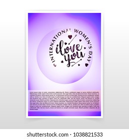 International Women's day typography with purple background