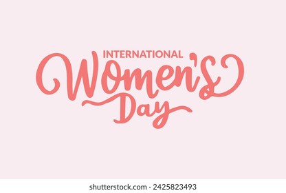 International Women's Day typography, Vector illustration, pink text