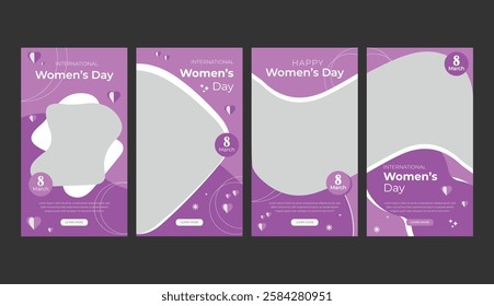  International women's day. Usable for social media post,  Set for banner sale, presentation, invitation, Instagram stories, streaming.