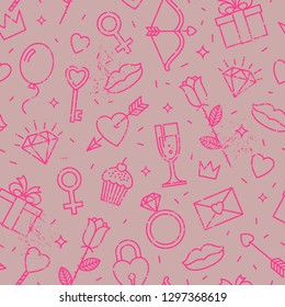 International women's day  or Valentine's day seamless pattern, Vector illustration.