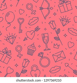 International women's day  or Valentine's day seamless pattern, Vector illustration.