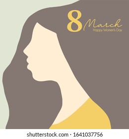 International Women's Day. Vector banner with a woman's profile. 8 March. 