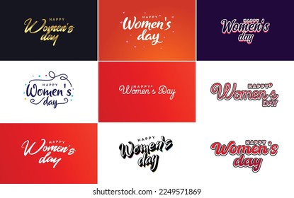 International Women's Day vector hand-written typography background with a gradient color scheme