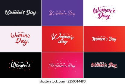 International Women's Day vector hand-written typography background with a gradient color scheme