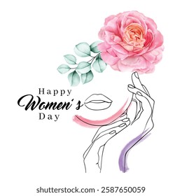 International Women's day vector, happy women's day vector, women's day watercolor vector