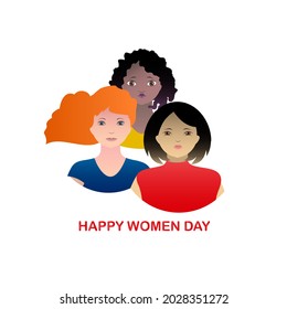 International Womens day. Vector illustration with women of different nationalities and cultures. Struggle for freedom, independence, equality.