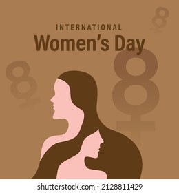 International Women's Day. Vector illustration of happy diverse women standing together.