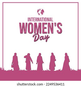 International Women's Day. Vector illustration. Design with Female with Hijab Vector Illustration