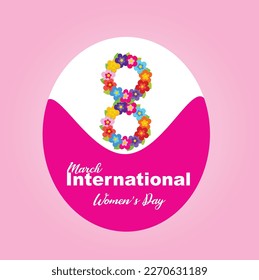 International women's day vector illustration. beautiful color feel, Flowers combination 8 march 2023