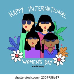 International women's day vector illustration, girl power illustration