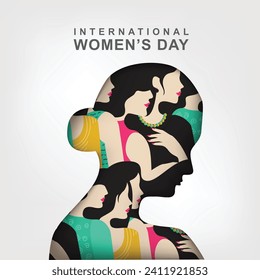 Día Internacional de la Mujer. Ilustración vectorial de una silueta femenina.