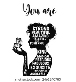 International women's day vector illustration. Your are Beautiful 