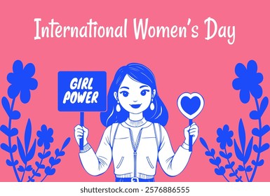 International Women's Day. Vector Illustration of Women with some flowers, International Women's Day is celebrated on the 8th of March annually around the world. Vector illustration design