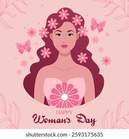  International Women's Day Vector illustration of diverse cartoon women