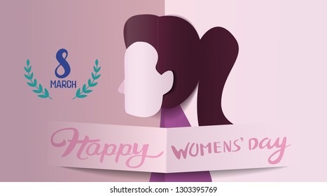 International Women's Day vector illustration.Paper cut style.