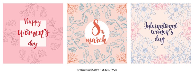 International Women's Day. Vector poster set