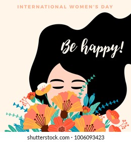 
International Women's Day. Vector template with for card, poster, flyer and other users