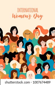 
International Women's Day. Vector template with for card, poster, flyer and other users