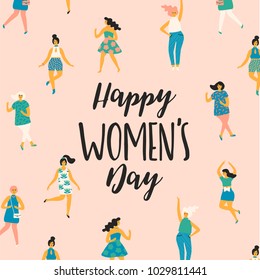 International Women's Day. Vector template with for card, poster, flyer and other users