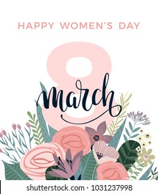 International Women's Day. Vector template for card, poster, flyer and other users
