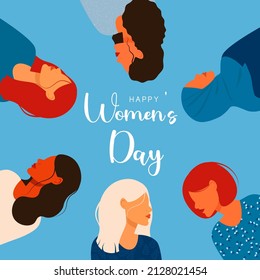 International Women's Day. Vector template with for card, poster, flyer and other users.