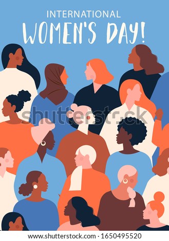International Women's Day. Vector template with for card, poster, flyer and other users.