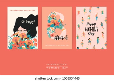 International Women's Day. Vector templates  for card, poster, flyer and other users