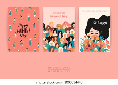 International Women's Day. Vector templates  for card, poster, flyer and other users