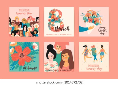 International Women's Day. Vector templates for card, poster, flyer and other users