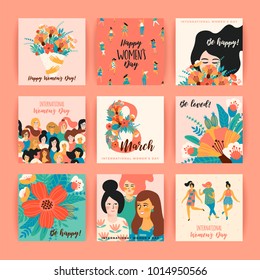 International Women's Day. Vector templates for card, poster, flyer and other users