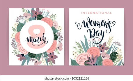 International Women's Day. Vector templates for card, poster, flyer and other users