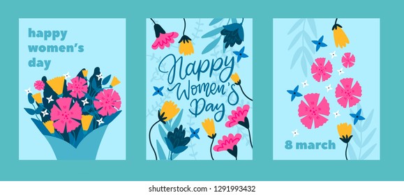 International Women's Day. Vector templates for card, poster, flyer and other users