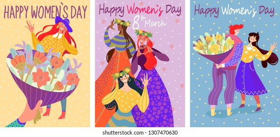 International Women's Day. Vector templates for card, poster, flyer and other users - Vector