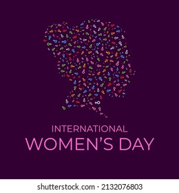 International women's day vector. Women silhouette based on female symbol pattern. Fit for banner, background, cover. Vector eps 10