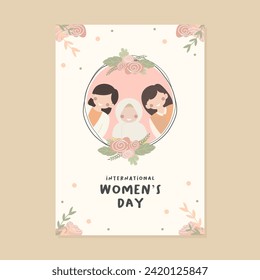 international women's day vertical flyer template flat design