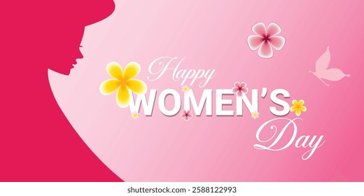 International women's day web banner vector. Elegant background or banner for March 8. Modern vector template for woman international celebration.