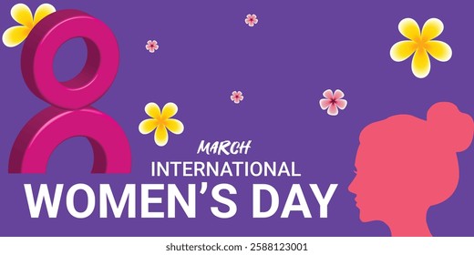 International women's day web banner vector. Elegant background or banner for March 8. Modern vector template for woman international celebration.
