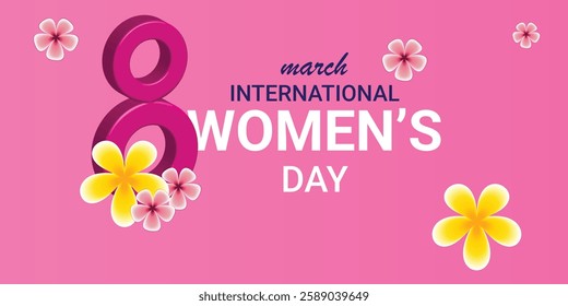 International women's day web banner vector. Elegant background or banner for March 8. Modern vector template for woman international celebration.