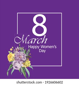 International Women's Day. White and purple colors.