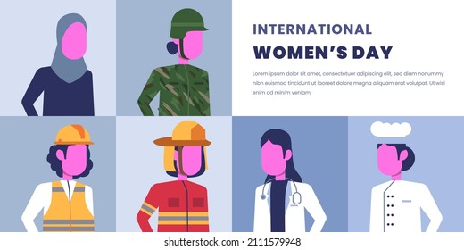 international women's day. Women in leadership, empowerment, gender equality, diverse career job illustration concept