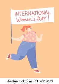 International Women's Day. Women in leadership, woman empowerment, gender equality concepts. Crowd of women of diverse age, races and occupation. Vector horizontal banner.