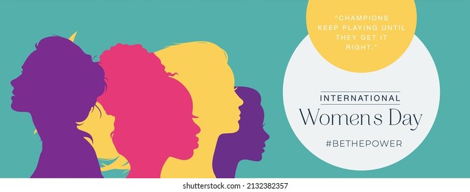 International Women's Day. Women in leadership, woman empowerment. Vector horizontal banner.