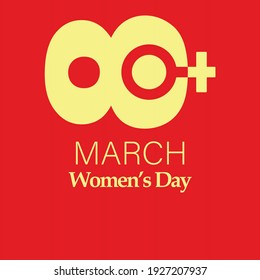 International Women's Day. Yellow and red colors.