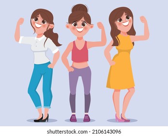 International women's day with young lady character.