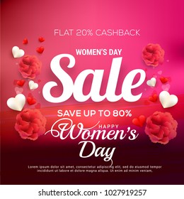 International Womens Day,Sale Banner or Sale Poster Background.