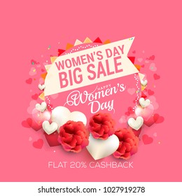 International Womens Day,Sale Banner or Sale Poster Background.