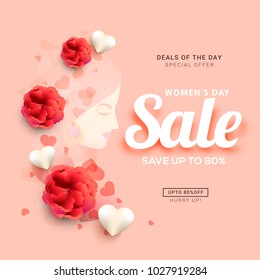 International Womens Day,Sale Banner or Sale Poster Background.