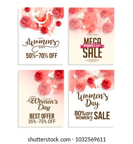 International Womens Day,Sale Banner or Sale Poster Set Background.