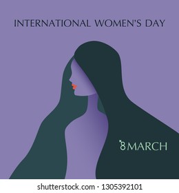 International Women's Day.Vector flat design for greeting card,flyer,poster, banner,invitation.Smart working woman illustration. 